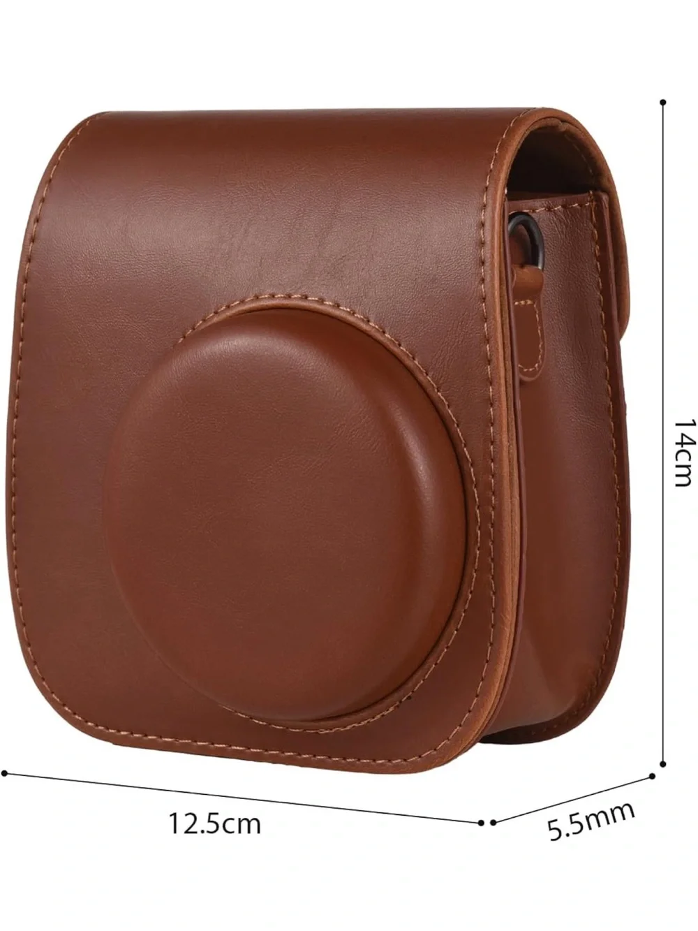 Brown PU Leather Instax Camera Bag Case with Detachable Strap EUC Instax Mini 8